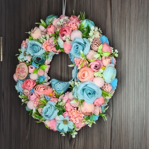 Kék-rózsaszín kopogtató - otthon & életmód - dekoráció - ajtó- és ablak dekoráció - ajtódísz & kopogtató - Meska.hu