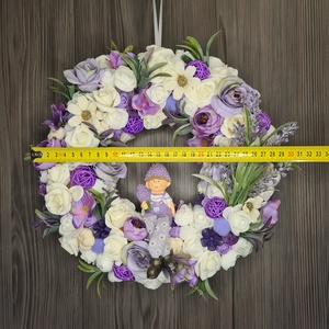 Tavaszi levendulás kopogtató - otthon & életmód - dekoráció - ajtó- és ablak dekoráció - ajtódísz & kopogtató - Meska.hu