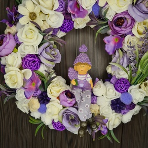 Tavaszi levendulás kopogtató - otthon & életmód - dekoráció - ajtó- és ablak dekoráció - ajtódísz & kopogtató - Meska.hu