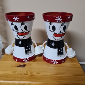 Hóember cserépbaba - Meska.hu Hóember cserépbaba - Meska.hu
