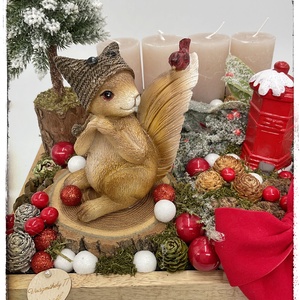 Erdei mókusos adventi - karácsony - adventi díszek - adventi gyertyadíszek és koszorúdíszek - Meska.hu