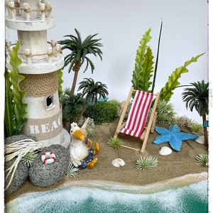 Tengerparti dekoráció, világítótoronnyal  - otthon & életmód - dekoráció - asztal és polc dekoráció - asztaldísz - Meska.hu
