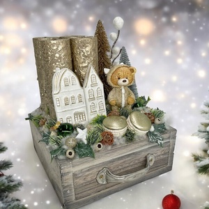 Akció! Fiókos macis adventi - karácsony - adventi díszek - adventi asztaldísz - Meska.hu