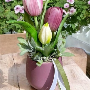 Tulipános asztaldísz - otthon & életmód - dekoráció - asztal és polc dekoráció - asztaldísz - Meska.hu