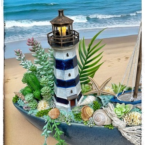Tengerparti világítótorony asztaldísz, ledes - otthon & életmód - dekoráció - asztal és polc dekoráció - asztaldísz - Meska.hu