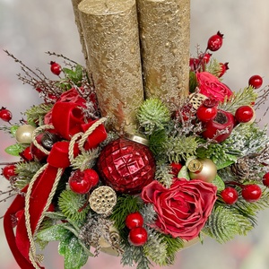 Elegáns adventi piros arany - karácsony - adventi díszek - adventi koszorú - Meska.hu