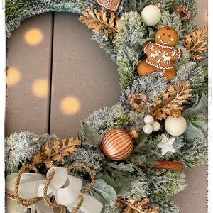Mézeskalács kopogtató 40cm - karácsony - adventi díszek - adventi ajtódísz - Meska.hu