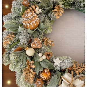 Mézeskalács kopogtató 40cm - karácsony - adventi díszek - adventi ajtódísz - Meska.hu
