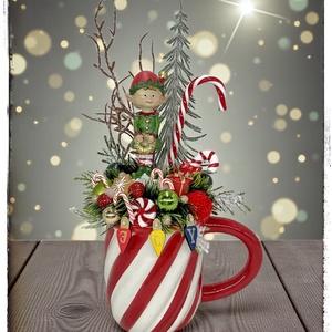 Akció Manós bögrés dekor - karácsony - karácsonyi lakásdekoráció - karácsonyi lakásdíszek - Meska.hu