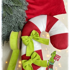 Bársony masni grinch zöld, Karácsony, Karácsonyi lakásdekoráció, Karácsonyfadíszek, , MESKA