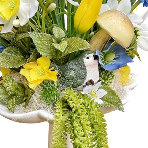 Élethű tavaszi asztaldísz kismadárral - otthon & életmód - virágdekoráció - virágdíszek - asztali virágdísz - Meska.hu