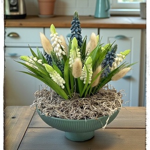 Fürtösgyöngyike asztaldísz kerámia talpas tálban - Meska.hu