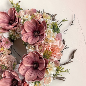 Barack mályva magnólia kopogtató  - otthon & életmód - dekoráció - ajtó- és ablak dekoráció - ajtódísz & kopogtató - Meska.hu