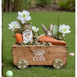 Vidám Húsvéti dekor rusztikus ládikóban, répa farm - Meska.hu