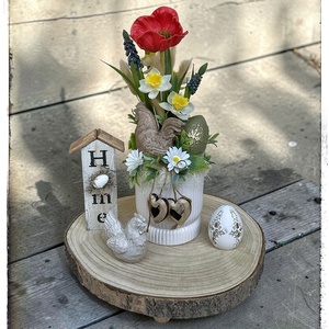 Tavaszi asztaldísz, pipacsos tyúkanyós szett - ünnepi díszek, dekorációk - húsvéti díszek és dekorációk - húsvéti asztaldíszek - Meska.hu