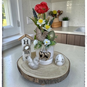 Tavaszi asztaldísz, pipacsos tyúkanyós szett - ünnepi díszek, dekorációk - húsvéti díszek és dekorációk - húsvéti asztaldíszek - Meska.hu