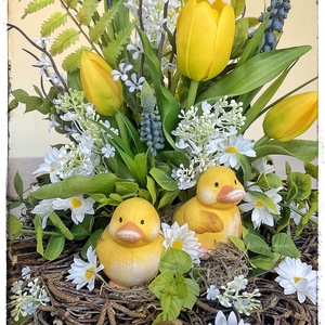 Kiskacsás húsveti/tavaszi dekoráció - ünnepi díszek, dekorációk - húsvéti díszek és dekorációk - húsvéti asztaldíszek - Meska.hu