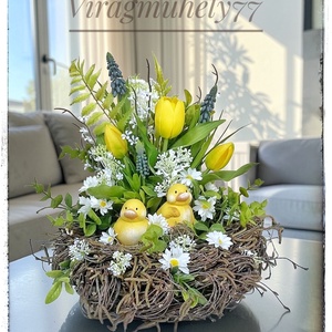 Kiskacsás húsveti/tavaszi dekoráció - ünnepi díszek, dekorációk - húsvéti díszek és dekorációk - húsvéti asztaldíszek - Meska.hu