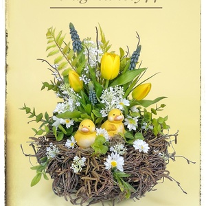 Kiskacsás húsveti/tavaszi dekoráció - ünnepi díszek, dekorációk - húsvéti díszek és dekorációk - húsvéti asztaldíszek - Meska.hu