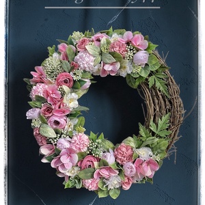 Vegyes virágos kopogtató  - otthon & életmód - dekoráció - ajtó- és ablak dekoráció - ajtódísz & kopogtató - Meska.hu