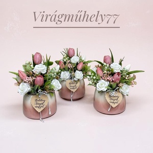 Pasztell színű tulipáncsokor - otthon & életmód - virágdekoráció - virágdíszek - asztali virágdísz - Meska.hu