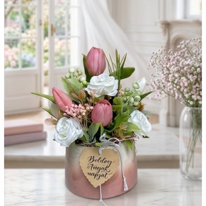 Pasztell színű tulipáncsokor - otthon & életmód - virágdekoráció - virágdíszek - asztali virágdísz - Meska.hu