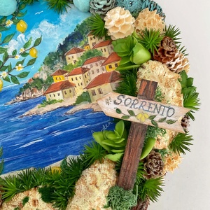 Sorrento hangulatú, egyedi nyári kopogtató � mini festménnyel - otthon & életmód - dekoráció - ajtó- és ablak dekoráció - ajtódísz & kopogtató - Meska.hu
