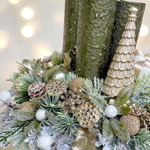 Modern elegáns adventi arany zöld színben - karácsony - adventi díszek - adventi gyertyadíszek és koszorúdíszek - Meska.hu