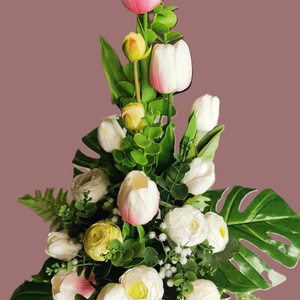 Álló, tulipános asztali dísz - otthon & életmód - dekoráció - asztal és polc dekoráció - asztaldísz - Meska.hu