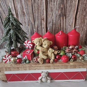 Mackó karácsony adventi box - otthon & életmód - dekoráció - asztal és polc dekoráció - asztaldísz - Meska.hu