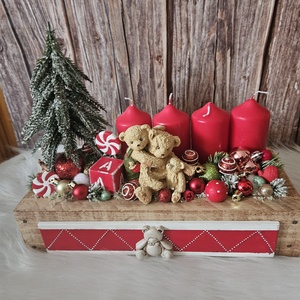 Mackó karácsony adventi box - otthon & életmód - dekoráció - asztal és polc dekoráció - asztaldísz - Meska.hu
