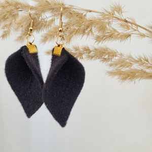 Tündérlevél fülbevaló- fekete, nemesacél - Meska.hu