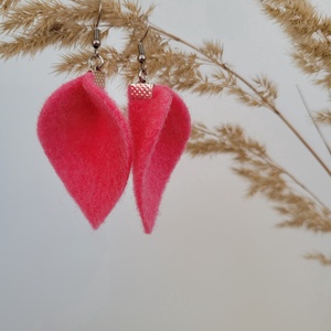 Tündérlevél fülbevaló- rózsaszín, nemesacél - Meska.hu