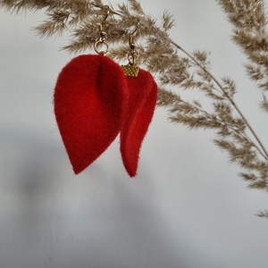 Tündérlevél fülbevaló- piros - Meska.hu