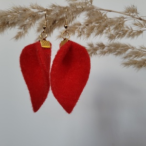 Tündérlevél fülbevaló- piros - ékszer - fülbevaló - lógó fülbevaló - Meska.hu