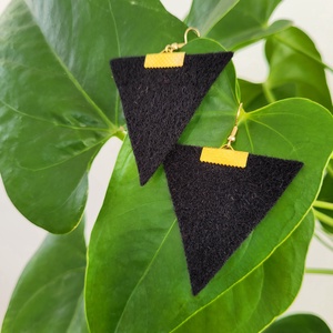 Háromszög fülbevaló, fekete-arany, Ékszer, Fülbevaló, Lógó fülbevaló, Ékszerkészítés, MESKA