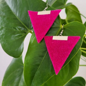 Háromszög fülbevaló, rózsaszín, Ékszer, Fülbevaló, Lógó fülbevaló, Ékszerkészítés, MESKA
