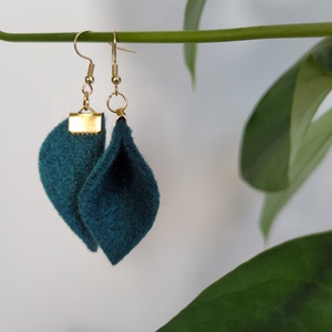 Tündérlevél fülbevaló- petrolzöld, Ékszer, Fülbevaló, Lógó fülbevaló, Ékszerkészítés, MESKA