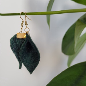 Tündérlevél fülbevaló- sötétzöld, Ékszer, Fülbevaló, Lógó fülbevaló, Ékszerkészítés, MESKA