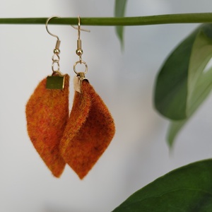 Tündérlevél fülbevaló- narancssárga , Ékszer, Fülbevaló, Lógó fülbevaló, Ékszerkészítés, MESKA