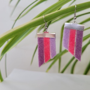 Csíkos szépség, lila-rózsaszín , Ékszer, Fülbevaló, Lógó fülbevaló, Ékszerkészítés, MESKA