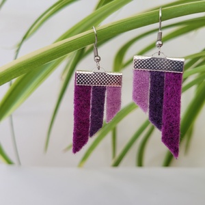 Csíkos szépség, lila árnyalatai, Ékszer, Fülbevaló, Lógó fülbevaló, Ékszerkészítés, MESKA