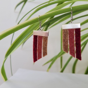 Csíkos szépség, bordó, Ékszer, Fülbevaló, Lógó fülbevaló, Ékszerkészítés, MESKA