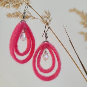 Gyöngyös cseppecskék fülbevaló- rózsaszín  - Meska.hu