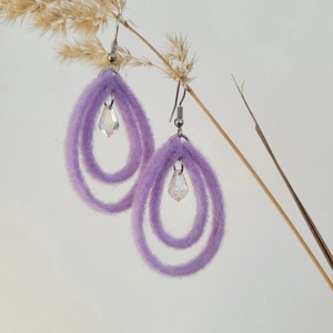 Gyöngyös cseppecskék fülbevaló- világos lila, Ékszer, Fülbevaló, Lógó fülbevaló, Ékszerkészítés, MESKA