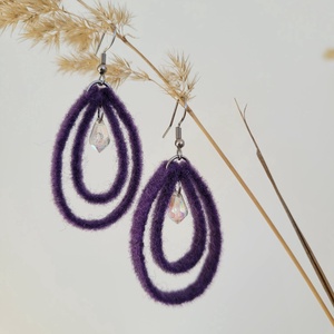 Gyöngyös cseppecskék fülbevaló-  lila hidegebb színű - Meska.hu