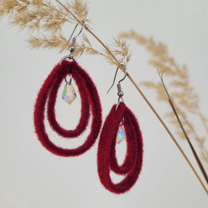 Gyöngyös cseppecskék fülbevaló-  bordó - Meska.hu