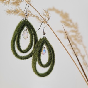 Gyöngyös cseppecskék fülbevaló-  zöld - Meska.hu