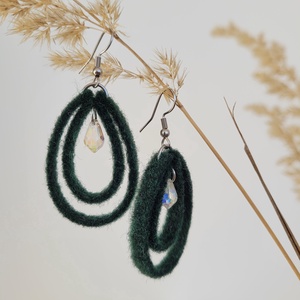 Gyöngyös cseppecskék fülbevaló-  sötétzöld - Meska.hu