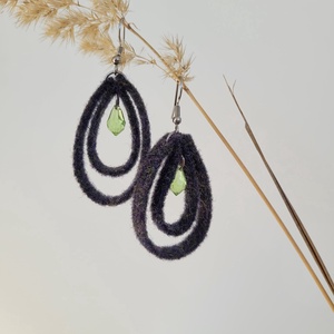 Gyöngyös cseppecskék fülbevaló-  szürke - Meska.hu